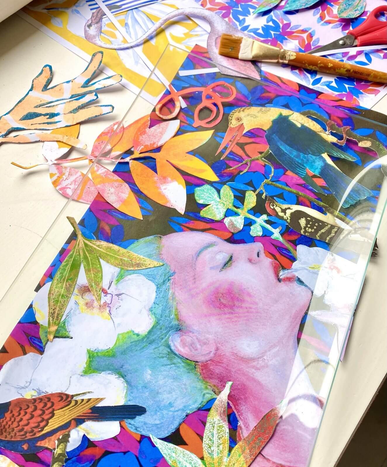 Decoupage Anordnung der Papierelemente