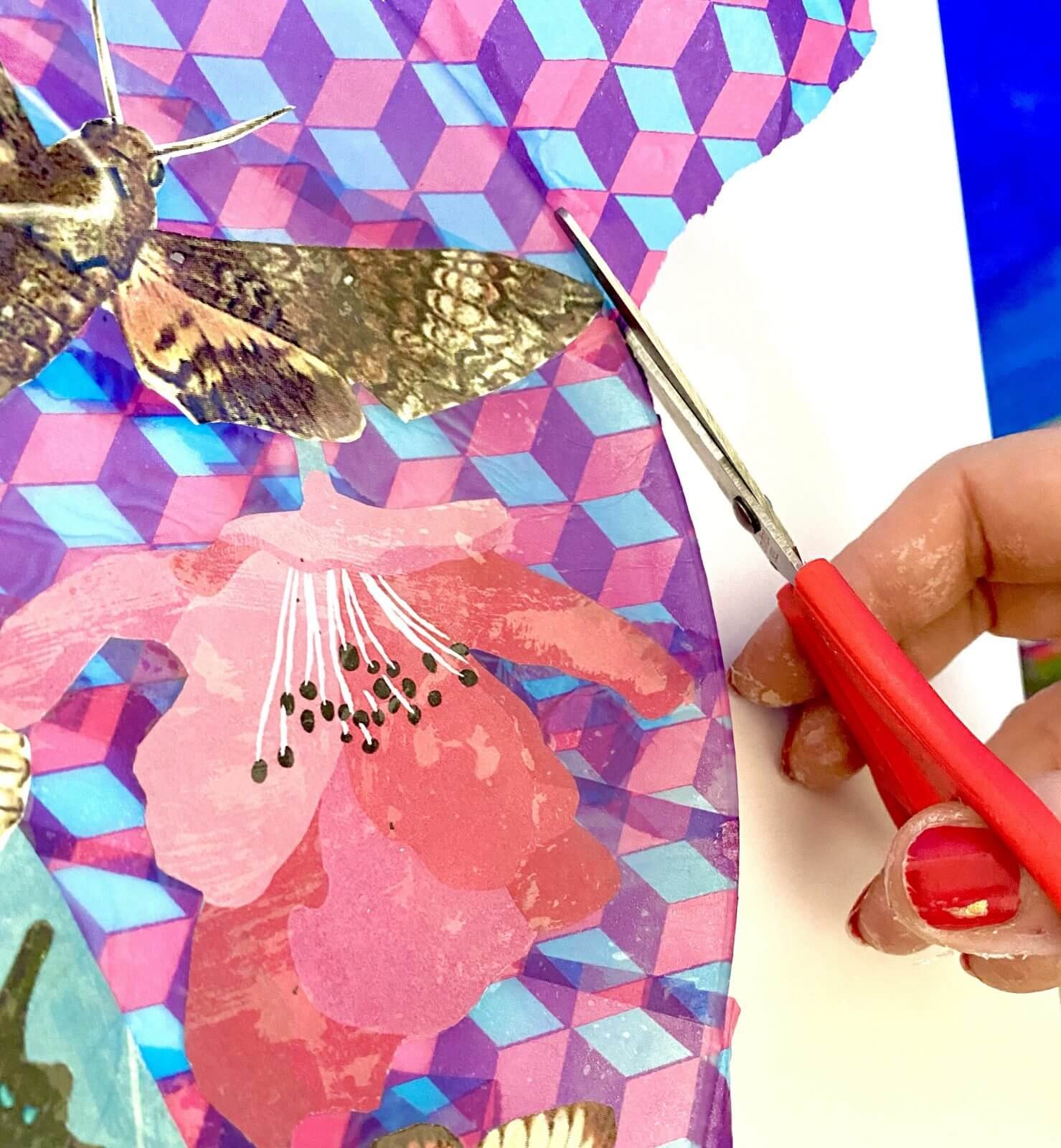 Decoupage abschneiden der Ränder