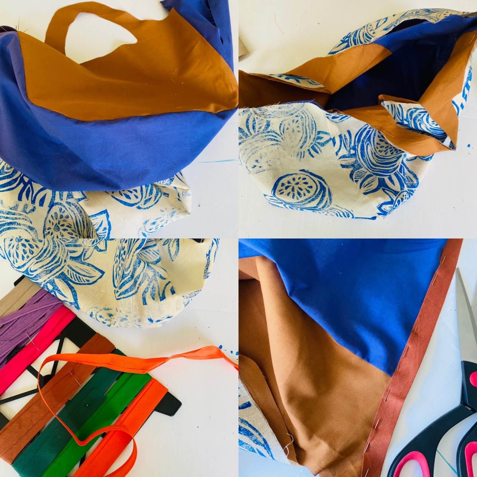 Das Innenfutter des Blockprint Shoppers wird genäht
