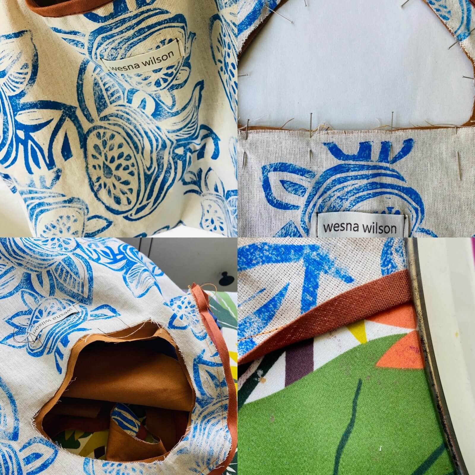 Grifföffnungen des Blockprint Shoppers mit Schrägband nähen